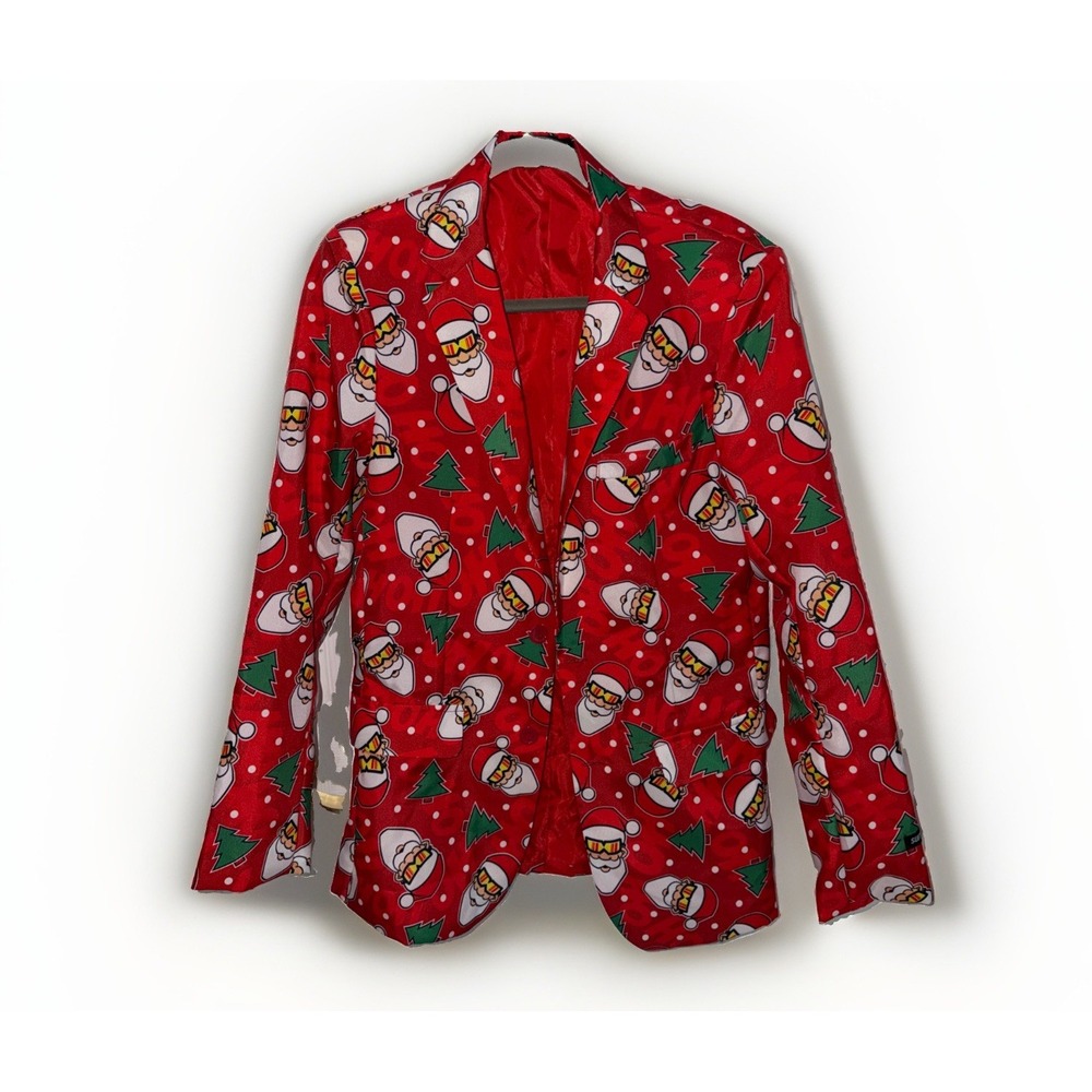Suitmeister Santa Jacket Ugly Christmas Red Blazer Men's S 34-36